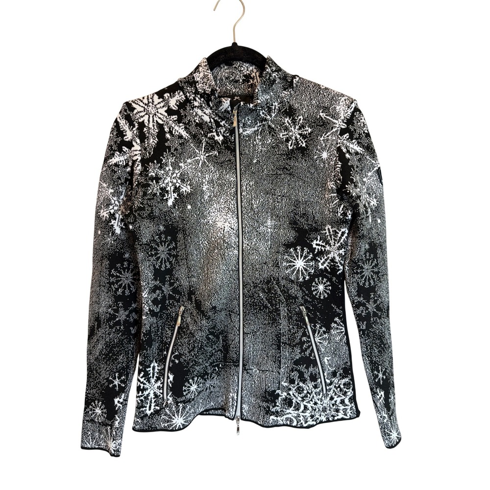 Newland Italy DHtech 400 Full Zip Snowflake‎ Ski Jacket Black White Womens XS
